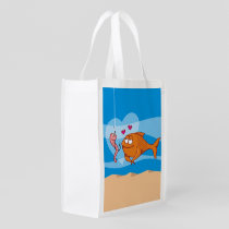 Fish and Bait in Love Reusable Grocery Bag