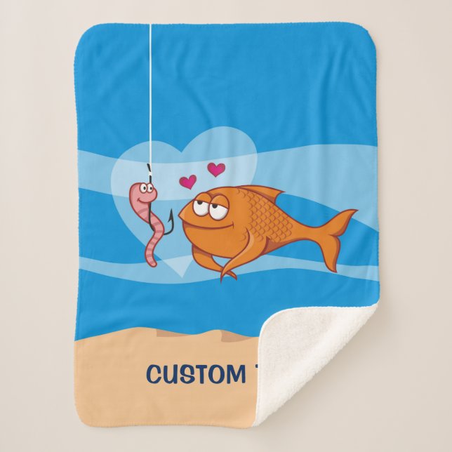Fish and Bait in Love Sherpa Blanket (Front)