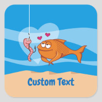 Fish and Bait in Love Square Sticker