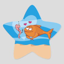 Fish and Bait in Love Star Sticker