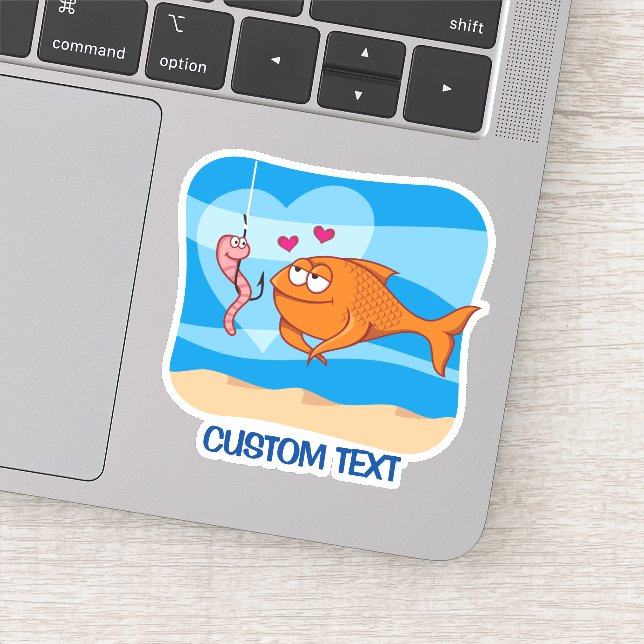 Fish and Bait in Love Sticker (Detail)