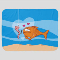 Fish and Bait in Love Stroller Blanket