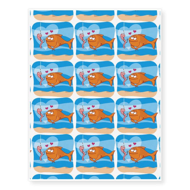 Fish and Bait in Love Temporary Tattoos (Front)