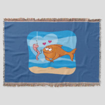 Fish and Bait in Love Throw Blanket