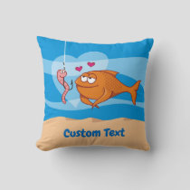 Fish and Bait in Love Throw Pillow