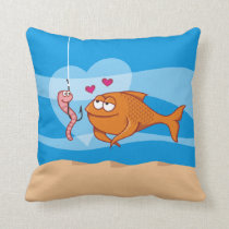 Fish and Bait in Love Throw Pillow