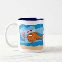 Fish and Bait in Love Two-Tone Coffee Mug