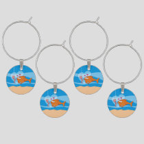 Fish and Bait in Love Wine Glass Charm
