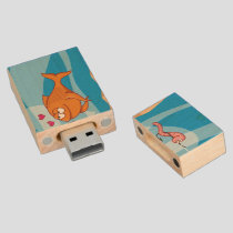 Fish and Bait in Love Wood Flash Drive