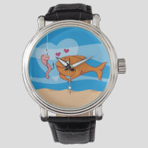 Fish and Bait in Love Wrist Watch