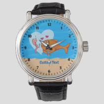 Fish and Bait in Love Wrist Watch