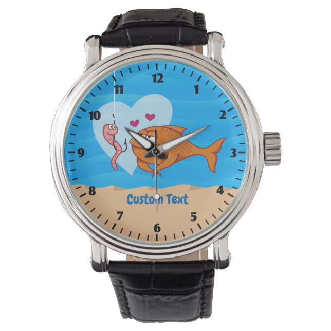 Fish and Bait in Love Wrist Watch (Front)