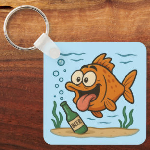 Fish and Beer Keychain