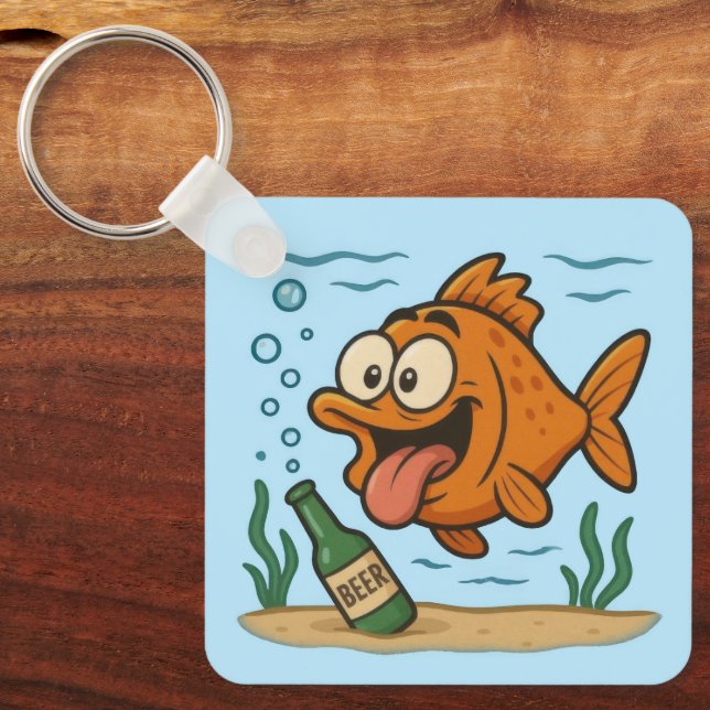 Fish and Beer Keychain (Front)