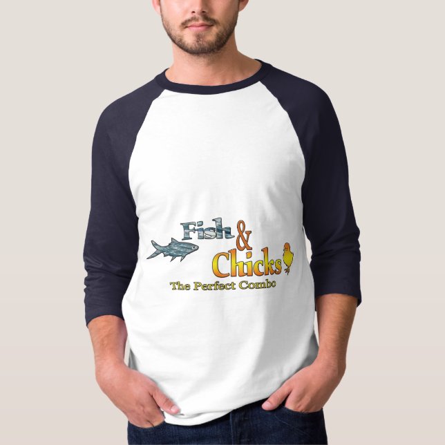 Fish and Chicks Funny Fishing T-Shirt (Front)