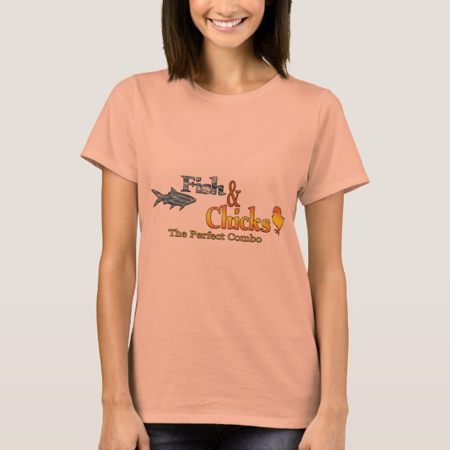 Fish and Chicks Funny Fishing T-Shirt (Front)