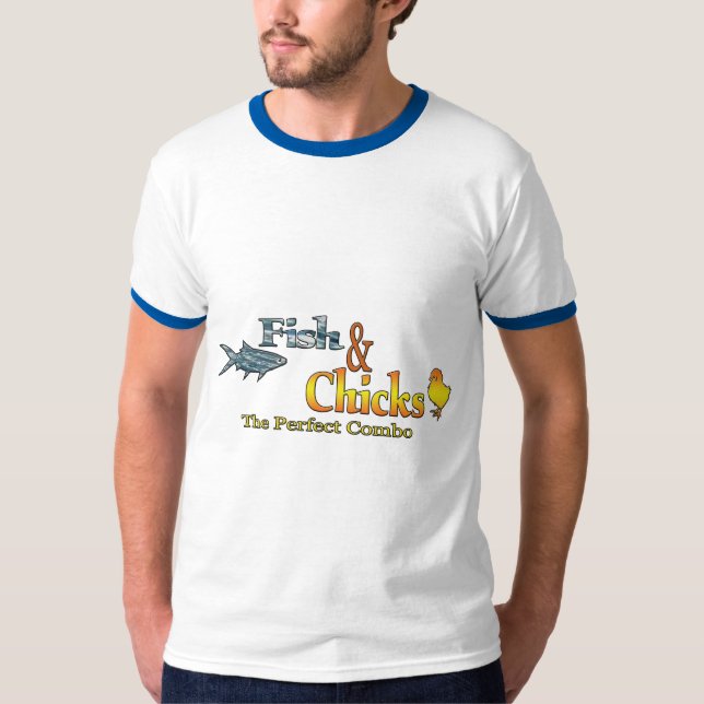 Fish and Chicks Funny Fishing T-Shirt (Front)