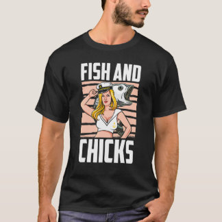Fish And Chicks Sailing Sail Boating Ship Sailboa T-Shirt