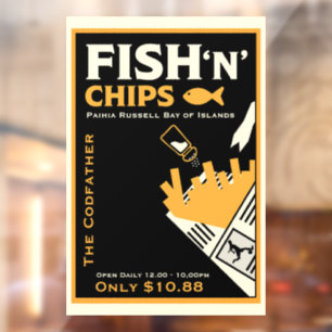 Fish And Chip Cafe Restaurant Business Window Cling