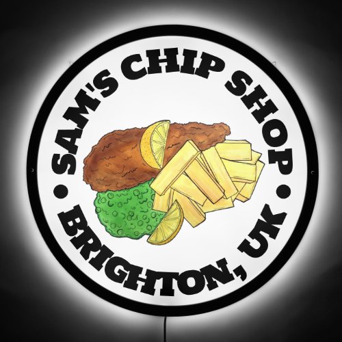 Fish and Chips British Pub Restaurant Chip Shop LED Sign