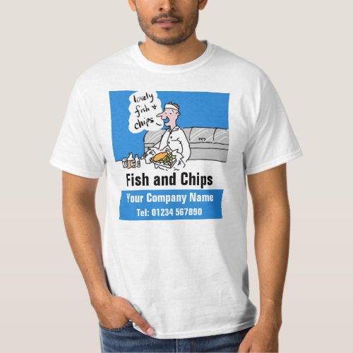 Fish and Chips Cartoon to Personalise T_Shirt
