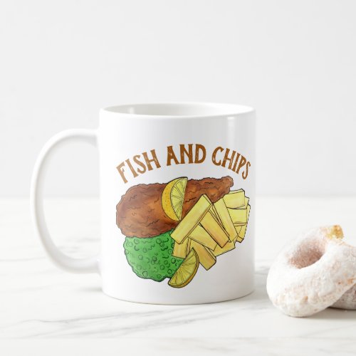 Fish and Chips Mushy Peas British Pub Fare UK Food Coffee Mug