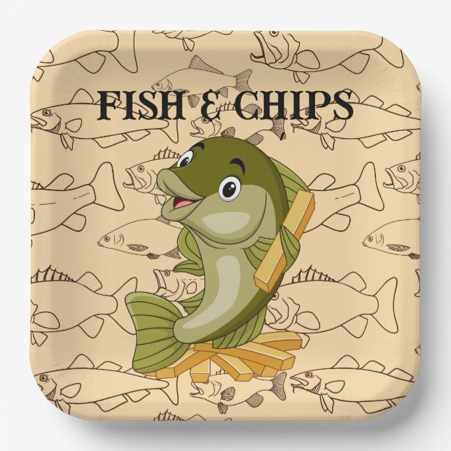 Fish And Chips Paper Plates (Front)