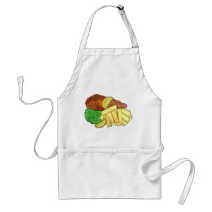 Fish and Chips Peas British Pub Chip Shop Takeaway Adult Apron