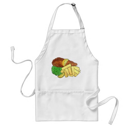 Fish and Chips Peas British Pub Chip Shop Takeaway Adult Apron