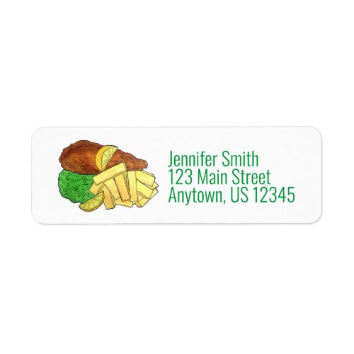 Fish and Chips Peas British Pub Chip Shop Takeaway Label