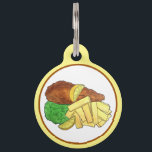 Fish and Chips Peas British Pub Restaurant Food Pet ID Tag<br><div class="desc">Design features an original marker illustration of traditional British fish and chips, consisting of battered cod served with chips, mushy peas, and a wedge of lemon. A staple of UK pub cuisine. Ideal for your favourite foodie. This fish and chips design is also available on other products. Lots of additional...</div>