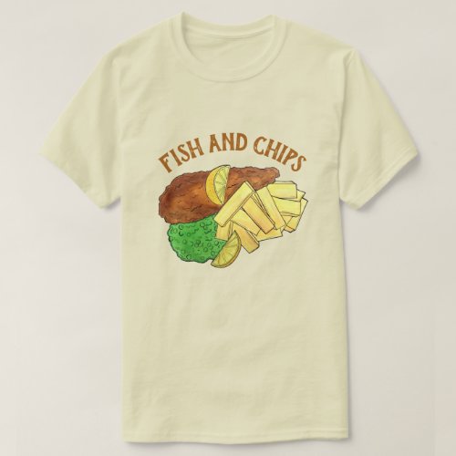 Fish and Chips Peas British Pub Restaurant Food T_Shirt