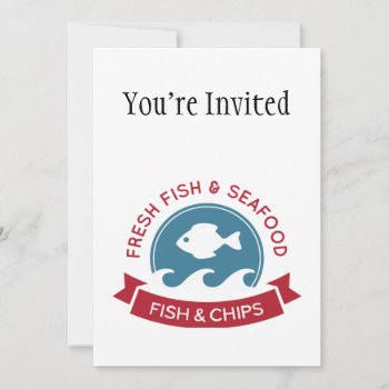 Fish And Chips Seafood Logo Invitation by StarStruckDezigns at Zazzle