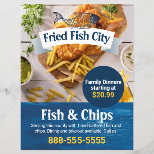 Fish and Chips Seafood Restaurant Template Flyer