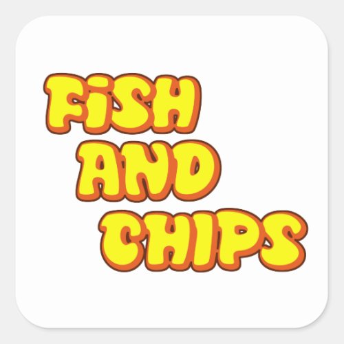 fish and chips square sticker