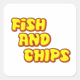fish and chips square sticker