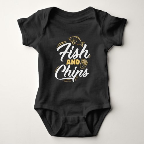 Fish and Chips Streetfood Foodie Nutrition Baby Bodysuit