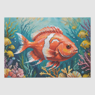 Fish and Coral Acrylic Painting  Tissue Paper