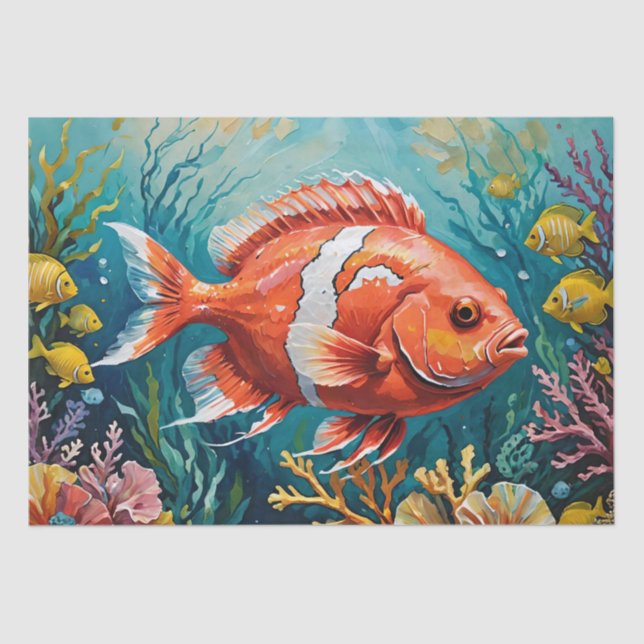 Fish and Coral Acrylic Painting  Tissue Paper (Front)