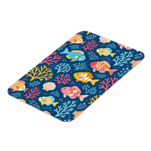 Fish and coral nautical blue magnet