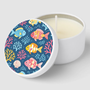 Fish and coral nautical blue mini candle favors