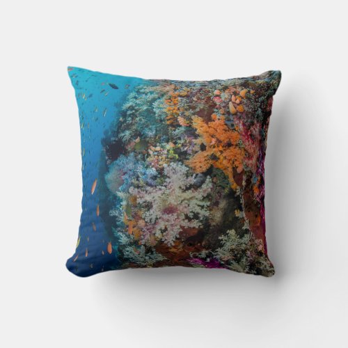 Fish and Coral Reef Scenic Throw Pillow