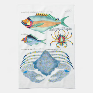 Fish and Crabs on Ancient Paper Kitchen Towel