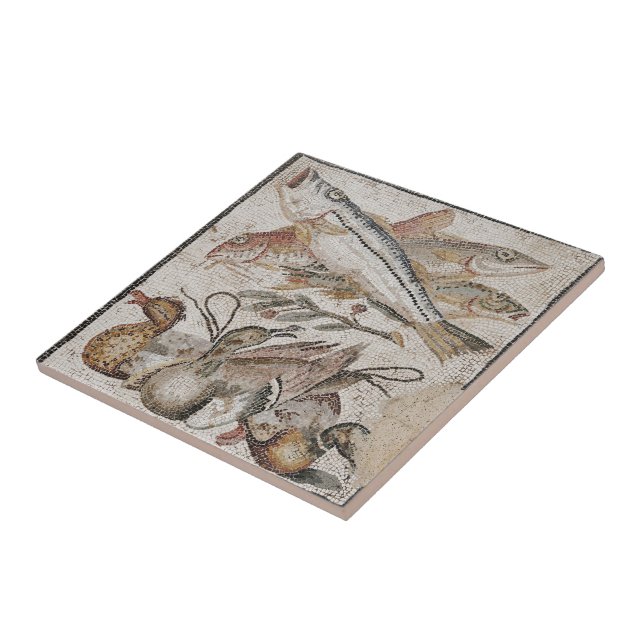 Fish and ducks - Roman mosaic Ceramic Tile (Side)