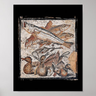 Fish and ducks Roman mosaic from Pompeii  Poster