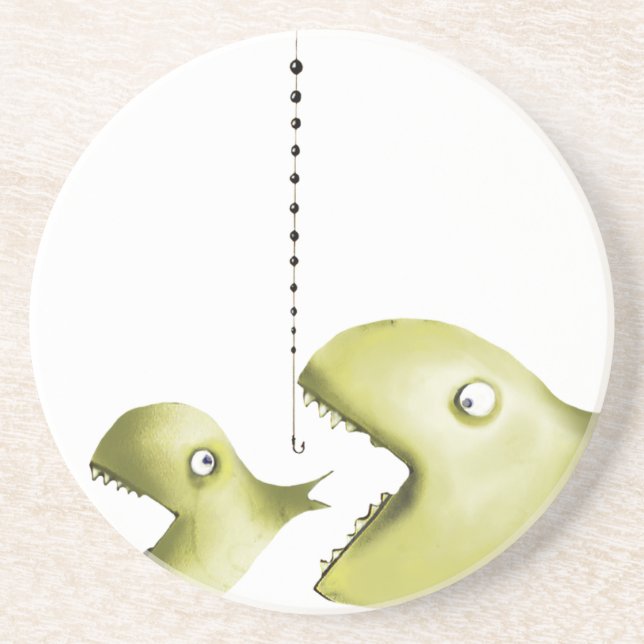 fish and fishing line sandstone coaster (Front)