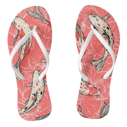 Fish And Floral Flip Flops