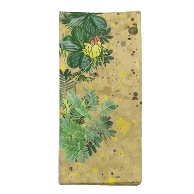 Fish and Florals Cloth Napkin (Folded)