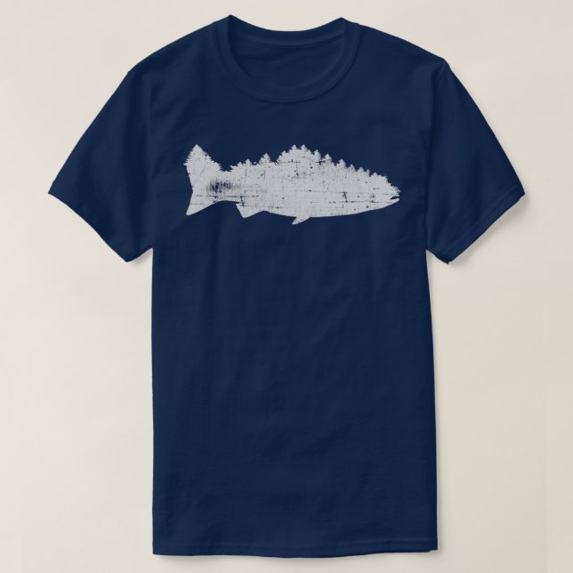 Fish and Forest Fishing s for Men Fish with mounta T-Shirt (Design Front)