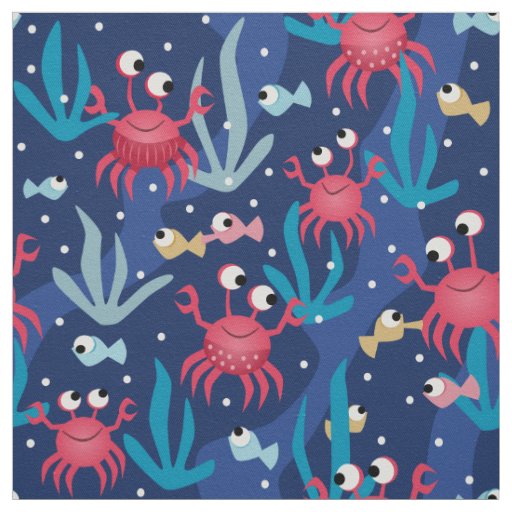 Fish and Funny Crabs Fabric